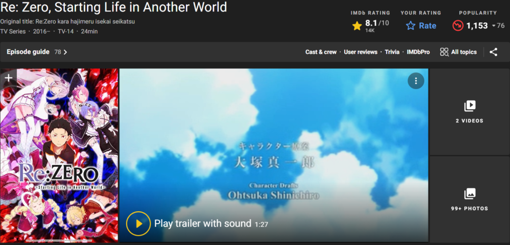 Rezero imdb rating